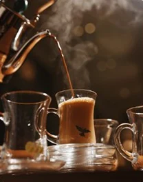 Karak being poured into a glass